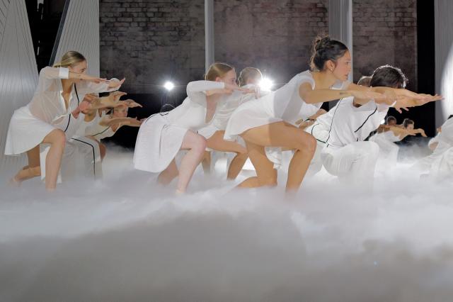 Dancers of the Monte-Carlo ballet take part in the rehearsal of the "Ma Bayadere" ballet show, a creation by French dancer and choreographer Jean-Christophe Maillot, in Monaco on December 22, 2015. The show will take place from December 27, 2025 until January 4, 2026 at the Grimaldi Forum in Monaco. (Photo by Valery HACHE / AFP)