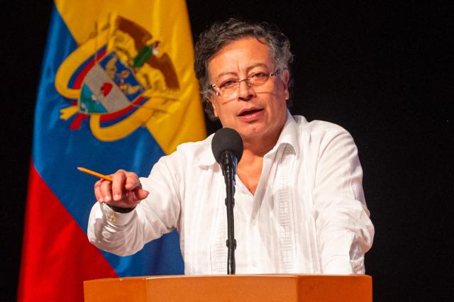 (FILES) Colombia's President Gustavo Petro speaks during the World Health Organization's second global conference on air pollution and health in Cartagena, Colombia on March 27, 2025. Colombian President Gustavo Petro declared a 30-day economic emergency on December 22, 2025 in response to an ‘imminent fiscal crisis’ after Congress shelved a tax reform bill that sought to obtain additional resources for the 2026 budget. (Photo by Manuel Pedraza / AFP)