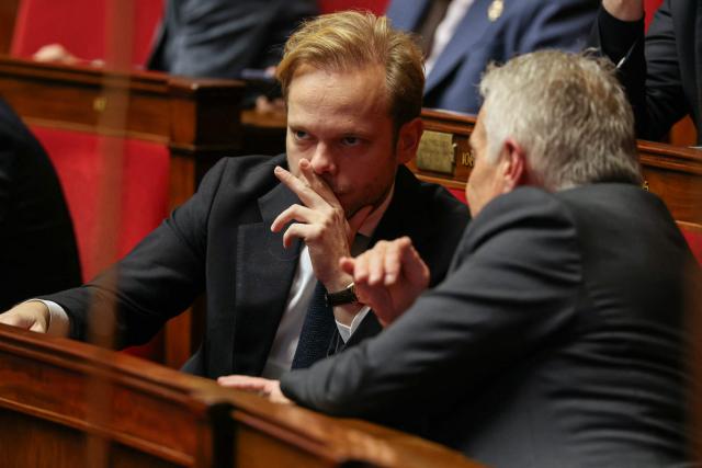 UDR's MP Charles Alloncle gestures during a session of questions to the government at The National Assembly, France's lower house parliament, in Paris on December 23, 2025. (Photo by Thomas SAMSON / AFP)