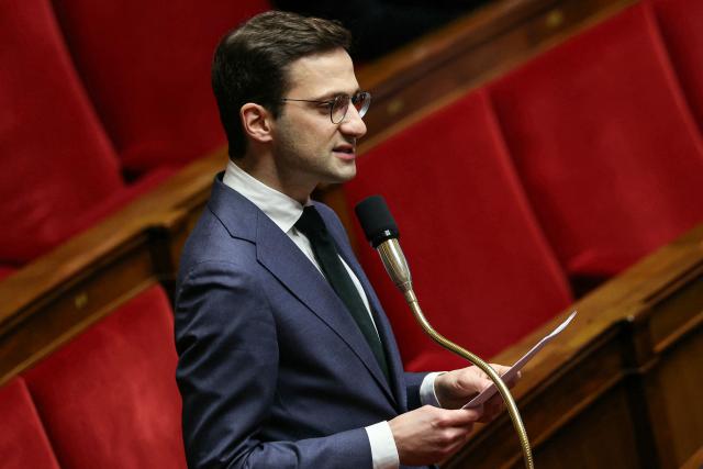UDR's MP Vincent Trebuchet speaks during a session of questions to the government at The National Assembly, France's lower house parliament, in Paris on December 23, 2025. (Photo by Thomas SAMSON / AFP)