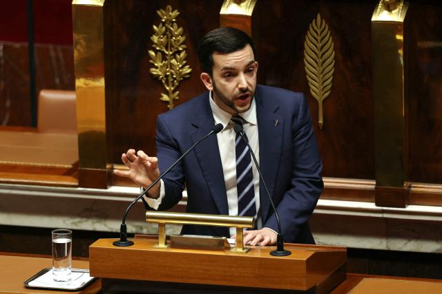 Rassemblement National's MP Jean-Philippe Tanguy speaks during a session of questions to the government dedicated to a "special bill" aimed at breaking the budget deadlock, following the failure of the parliamentary review of the state budget, at The National Assembly, France's lower house parliament, in Paris on December 23, 2025. (Photo by Thomas SAMSON / AFP)