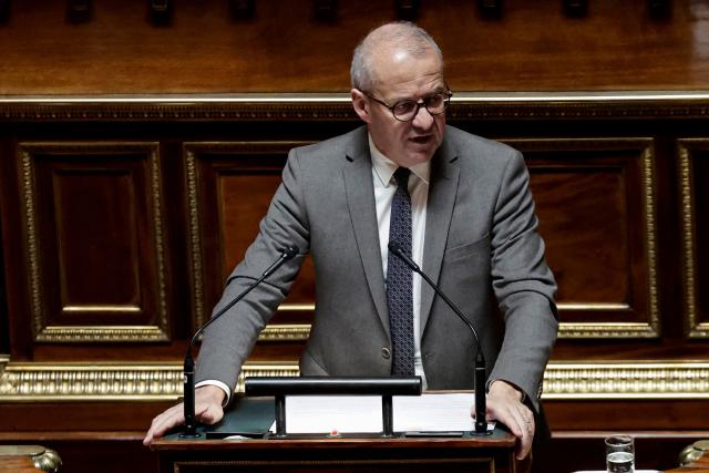 Finances commission rapporteur-general Jean-Francois Husson speaks during a solemn examination and vote on the special budget bill presented by the government to continue to provisionally finance the State and administrations, at the Senate, the French Parliament upper house, in Paris on December 23, 2025. In the absence of a budget passed before December 31 2025, a special law will be submitted to Parliament, a legislative tool intended to ensure the continuity of the State in order to temporarily escape the budgetary impasse. (Photo by STEPHANE DE SAKUTIN / AFP)
