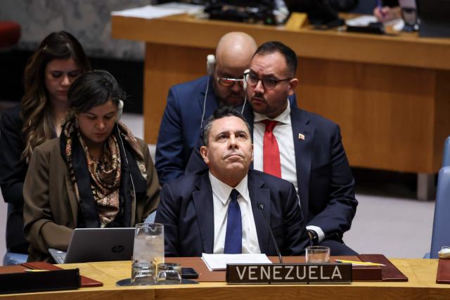 Venezuela's ambassador to the UN Samuel Moncada listens during a United Nations Security Council meeting on US military actions against Venezuela, at United Nations headquarters on December 23, 2025 in New York. (Photo by ANGELA WEISS / AFP)