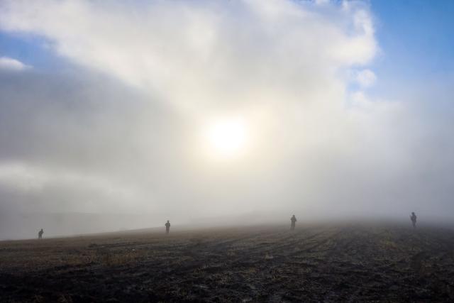Turkish soldiers patrol as search and rescue operations continue at the wreckage site following the crash of a Libya-bound business jet carrying Libyan Chief of Staff General Muhammad Ali Ahmed Al-Haddad, found 2 kilometers south of Kesikkavak Village at Haymana district in Ankara on December 24, 2025. The head of Libya's armed forces and four other passengers died on Tuesday when their business jet crashed shortly after taking off from Ankara, officials in Turkey's capital and Tripoli said. The wreckage of their Falcon 50 aircraft was located by Turkish security personnel in the Haymana district near Ankara, Turkey's Interior Minister said. (Photo by ADEM ALTAN / AFP)