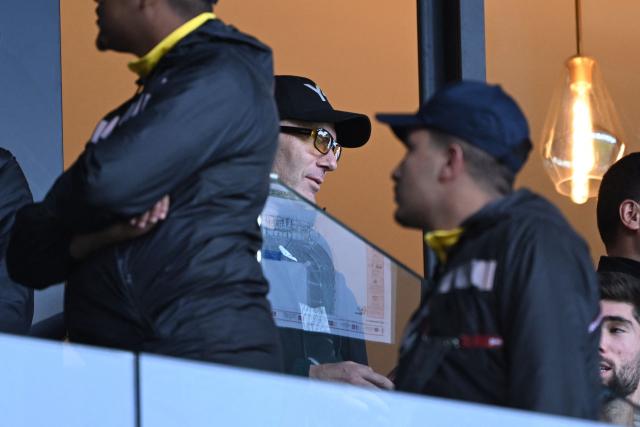 Former French footballer and father of Algeria's goalkeeper #23 Luca Zidane, Zinedine Zidane watches during the Africa Cup of Nations (CAN) Group E football match between Algeria and Sudan at Moulay Hassan Stadium in Rabat on December 24, 2025. (Photo by SEBASTIEN BOZON / AFP)