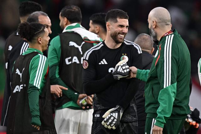 Algeria's goalkeeper #23 Luca Zidane reacts after the Africa Cup of Nations (CAN) Group E football match between Algeria and Sudan at Moulay Hassan Stadium in Rabat on December 24, 2025. (Photo by Gabriel BOUYS / AFP)