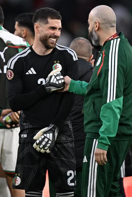 Algeria's goalkeeper #23 Luca Zidane reacts after the Africa Cup of Nations (CAN) Group E football match between Algeria and Sudan at Moulay Hassan Stadium in Rabat on December 24, 2025. (Photo by Gabriel BOUYS / AFP)
