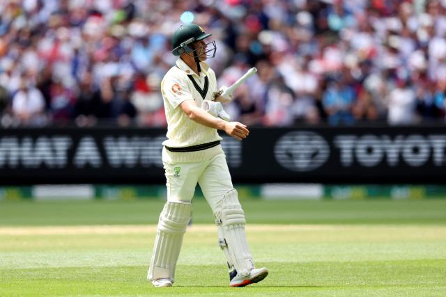 Australia's Marnus Labuschagne leaves the field after being dismissed during the first day of the fourth Ashes cricket Test match between Australia and England at the Melbourne Cricket Ground (MCG) in Melbourne on December 26, 2025. (Photo by Martin KEEP / AFP)