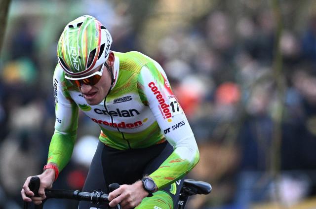 Crelan - Corendon team's Belgian Joran Wyseure competes in the Men's cyclocross elite race stage 7 of the UCI World Cup competition, in Gavere, on December 26, 2025. (Photo by JASPER JACOBS / Belga / AFP) / Belgium OUT