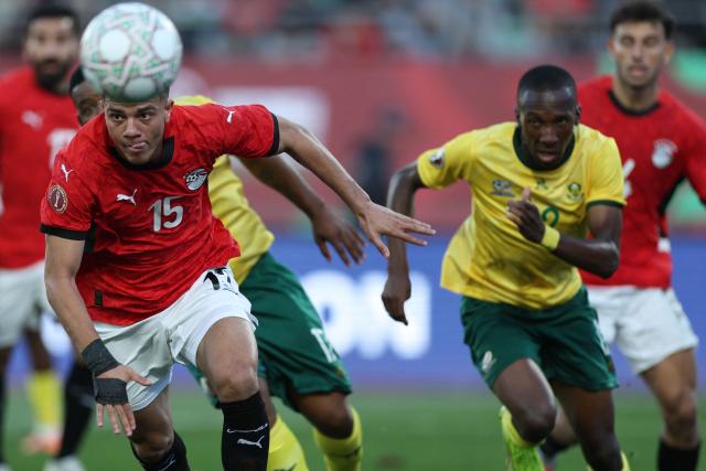 Egypt's midfielder #15 Mohamed Shehata chases the ball during the Africa Cup of Nations (CAN) Group B football match between Egypt and South Africa at Adrar Stadium in Agadir on December 26, 2025. (Photo by FRANCK FIFE / AFP)