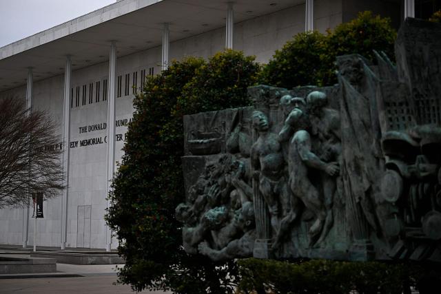 A view of the John F. Kennedy Center for the Performing Arts, which was recently renamed the "Trump Kennedy Center," in Washington, DC,  on December 26, 2025. US President Donald Trump's name was affixed to the Kennedy Center in Washington on December 19, 2025, one day after his hand-picked board members voted to rename the arts venue in spite of legal questions. (Photo by Brendan Smialowski / AFP)