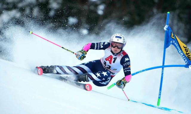 US' Nina O brien competes during the women's giant slalom event of the FIS Alpine Ski World Cup in Semmering, Austria on December 27, 2025. (Photo by GEORG HOCHMUTH / APA / AFP) / Austria OUT