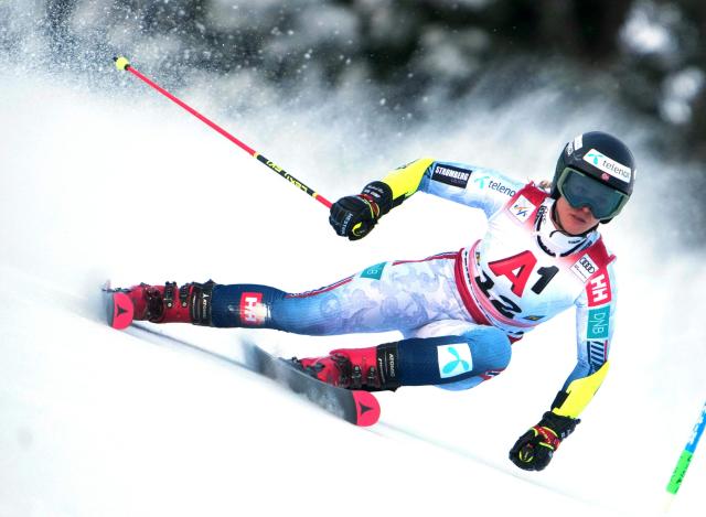 Norway's Mina Fuerst Holtmann competes during the women's giant slalom event of the FIS Alpine Ski World Cup in Semmering, Austria on December 27, 2025. (Photo by GEORG HOCHMUTH / APA / AFP) / Austria OUT
