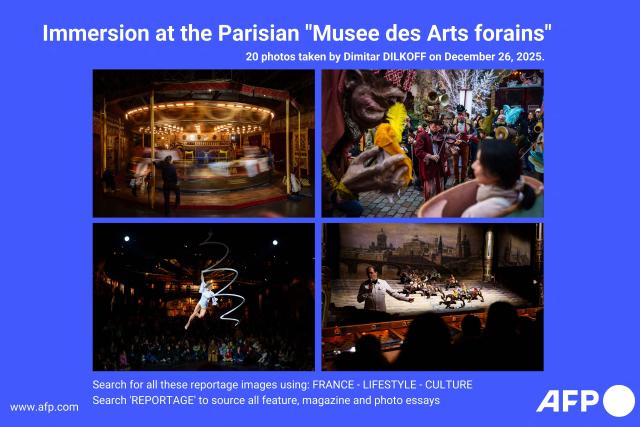 AFP presents a reportage of 20 pictures taken by Photographer Dimitar Dilkoff on December 26, 2025 showing the annual "Festival du Merveilleux" at the Musee des Arts Forains in Paris. Search for all these reportage images using: FRANCE-LIFESTYLE-CULTURE

Search 'REPORTAGE' to source all feature, magazine and photo essays. (Photo by Dimitar DILKOFF / AFP)