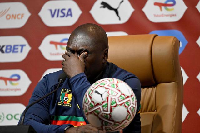 Cameroon's head coach David Pagou attends a press conference in Marrakesh, on December 27, 2025, on the eve of the 2025 Africa Cup of Nations (CAN) football match between Cameroon and Ivory Coast. (Photo by Khaled DESOUKI / AFP)