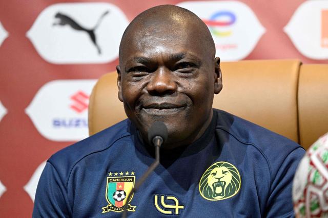 Cameroon's head coach David Pagou attends a press conference in Marrakesh, on December 27, 2025, on the eve of the 2025 Africa Cup of Nations (CAN) football match between Cameroon and Ivory Coast. (Photo by Khaled DESOUKI / AFP)