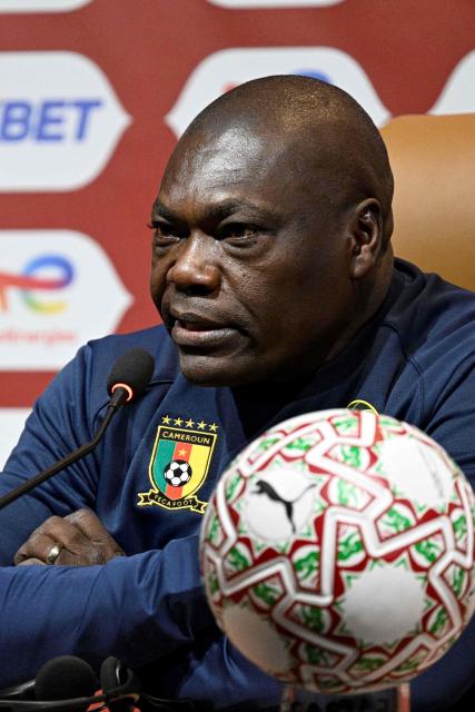 Cameroon's head coach David Pagou attends a press conference in Marrakesh, on December 27, 2025, on the eve of the 2025 Africa Cup of Nations (CAN) football match between Cameroon and Ivory Coast. (Photo by Khaled DESOUKI / AFP)