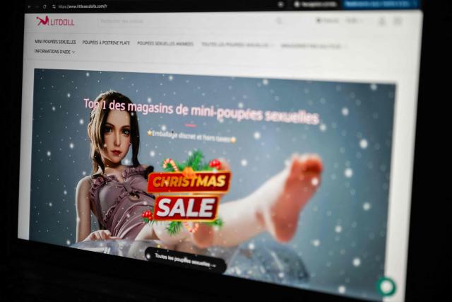 EDITORS NOTE: Graphic content / This photograph taken in Paris on December 27, 2025 shows the "Little Sex Dolls" website, a site vending sex dolls online. France has opened an investigation into a British e-commerce site suspected of selling sex dolls with childlike features, Paris prosecutors told AFP on December 26, 2025. (Photo by Anna KURTH / AFP)