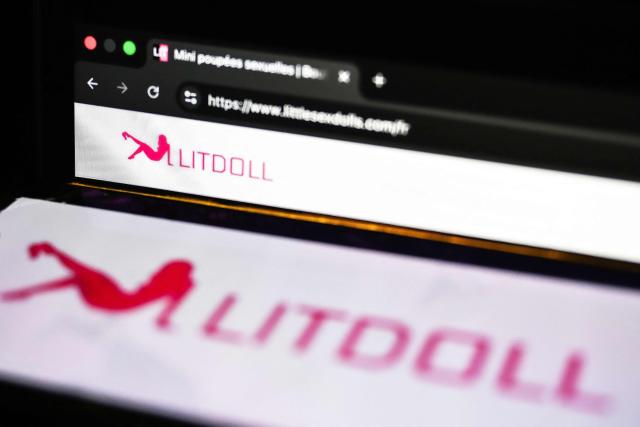 EDITORS NOTE: Graphic content / This photograph taken in Paris on December 27, 2025 shows the logo of "Little Sex Dolls" website, a site vending sex dolls online. France has opened an investigation into a British e-commerce site suspected of selling sex dolls with childlike features, Paris prosecutors told AFP on December 26, 2025. (Photo by Anna KURTH / AFP)