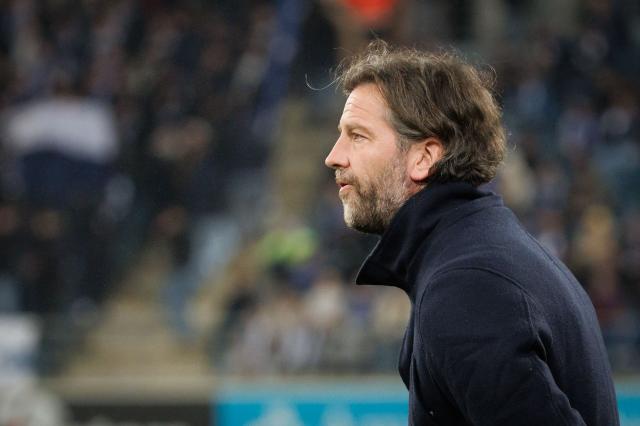 KAA Gent's Belgian headcoach Rik De Mil looks on during the Belgian "Pro League" First Division football match between KAA Gent and KVC Westerlo at the Ghelamco Arena in Ghent on December 27, 2025. (Photo by KURT DESPLENTER / Belga / AFP) / Belgium OUT