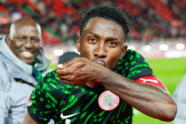 Nigeria's midfielder #04 Wilfred Ndidi celebrates after the Africa Cup of Nations (CAN) Group C football match between Nigeria and Tunisia at Fez Stadium in Fez on December 27, 2025. (Photo by Abdel Majid BZIOUAT / AFP)
