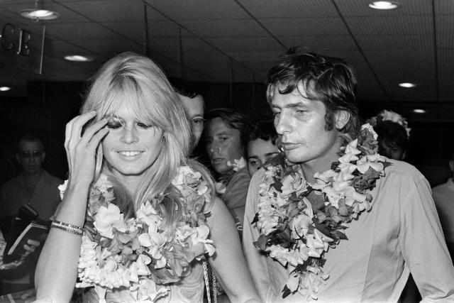(FILES) French Actress Brigitte Bardot and her husband Gunter Sachs arrive in Tahiti on July 21, 1966. French actress Brigitte Bardot died at 91 AFP learned from Bardot foundation on December 28, 2025. (Photo by Robert PUTIGNY / AFP)