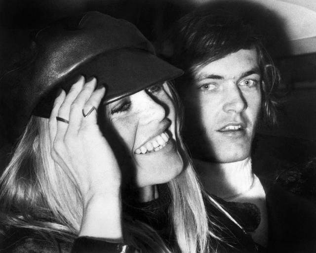 (FILES) French actress Brigitte Bardot and her friend Patrick Gilles arrive on December 12, 1968 at the airport of London where they'll attend to the preview of the film "Shalako" she played with Sean Connery. French actress Brigitte Bardot died at 91 AFP learned from Bardot foundation on December 28, 2025. (Photo by CENTRAL PRESS / AFP)