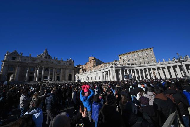Christian devotees attend Pope's Angelus prayer at St. Peter's square in The Vatican on December 28, 2025. (Photo by Andreas SOLARO / AFP)