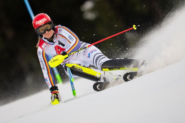 Germany's Lena Duerr competes in the first run of the Women's Slalom race of the FIS Alpine Ski World Cup in Semmering, Austria on December 28, 2025. (Photo by GEORG HOCHMUTH / APA / AFP) / Austria OUT