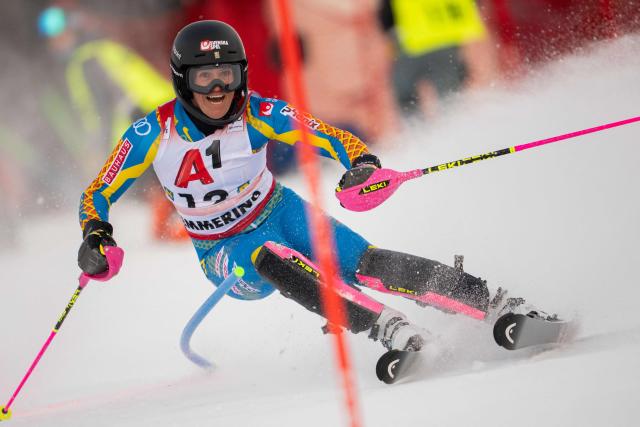 Sweden's Sara Hector competes in the first run of the Women's Slalom race of the FIS Alpine Ski World Cup in Semmering, Austria on December 28, 2025. (Photo by GEORG HOCHMUTH / APA / AFP) / Austria OUT