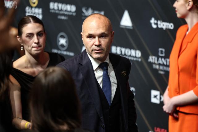 Former Spanish footballer Andres Iniesta arrives for the Globe Soccer Awards ceremony in Dubai on December 28, 2025. (Photo by FADEL SENNA / AFP)