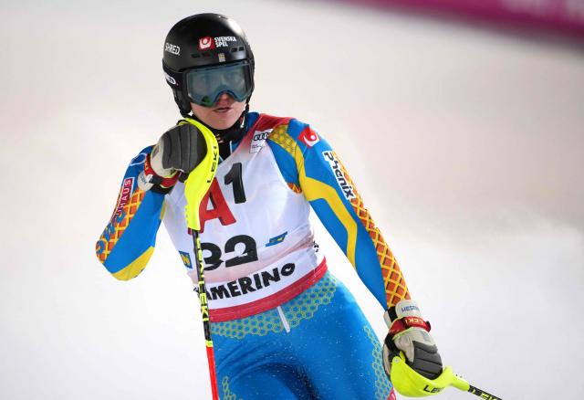 Sweden's Estelle Alphand reacts after competing in the second run of the Women's Slalom race of the FIS Alpine Ski World Cup in Semmering, Austria on December 28, 2025. (Photo by GEORG HOCHMUTH / APA / AFP) / Austria OUT