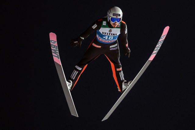 Norway's Johann Andre Forfang competes during the qualifying for the Men's Individual Large Hill HS137 event of the FIS Ski Jumping World Cup, the first leg of the Four Hills Tournament, in Oberstdorf, southern Germany on December 28, 2025. (Photo by Philipp Guelland / AFP)