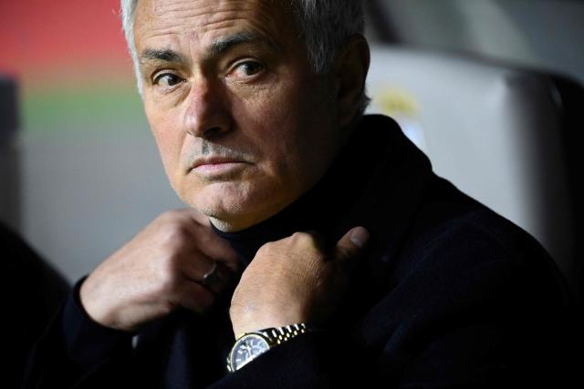 SL Benfica's Portuguese head coach Jose Mourinho is pictured before the Portuguese League football match between SC Braga and SL Benfica at Municipal Stadium in Braga on December 28, 2025. (Photo by Miguel RIOPA / AFP)