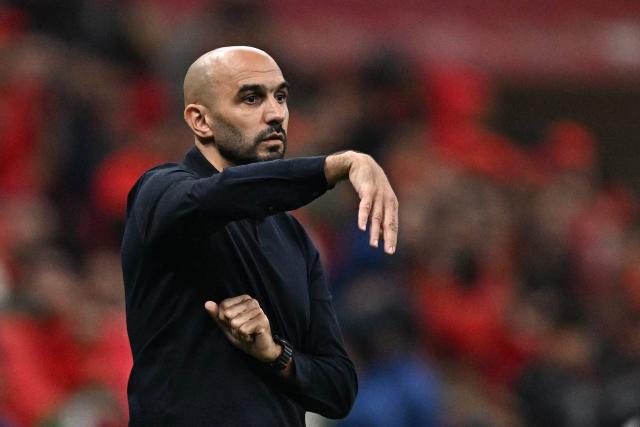 Morocco's head coach Walid Regragui gestures during the Africa Cup of Nations (CAN) group stage football match between Zambia and Morocco at Prince Moulay Abdellah Stadium in Rabat on December 29, 2025. (Photo by Gabriel BOUYS / AFP)