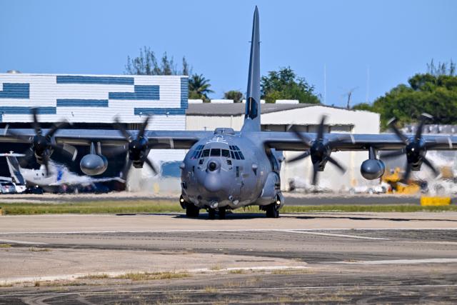 A US Air Force MC-130 Hercules aircraft taxis at Rafael Hernandez Airport in Aguadilla, Puerto Rico, on December 29, 2025. The United States has deployed a major military force in the Caribbean and has recently intercepted oil tankers as part of a naval blockade against Venezuelan vessels it considers to be under sanctions. Since September, US forces have launched dozens of air strikes on boats that Washington alleges, without showing evidence, were transporting drugs. More than 100 people have been killed. (Photo by Miguel J. Rodriguez Carrillo / AFP)