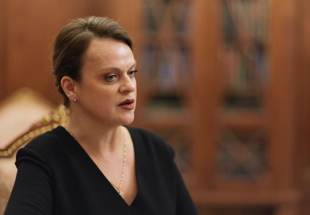 In this pool photograph distributed by the Russian state agency Sputnik, Russia's Deputy Defence Minister and Chair of Defenders of the Fatherland Foundation Anna Tsivileva attends a meeting with Russian President in Moscow on December 30, 2025. (Photo by Mikhail METZEL / POOL / AFP)