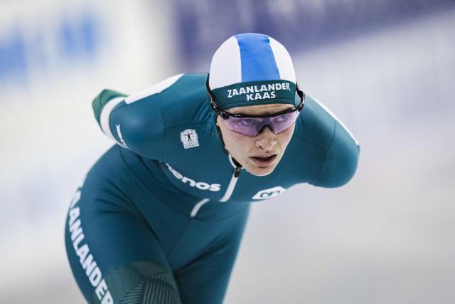 Netherlands' Bente Kerkhoff competes in the Women's 5000m on the final day of the Olympic long track speed skating qualifying tournament at the Thialf stadium in Heerenveen on December 30, 2025. (Photo by Robin VAN LONKHUIJSEN / ANP / AFP) / Netherlands OUT
