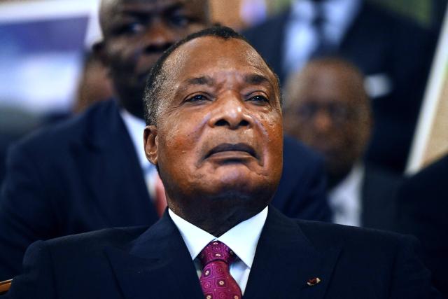 (FILES) Republic of Congo's President Denis Sassou Nguesso attends a reception as part of his state visit, at the Hotel Bristol in Paris, on May 22, 2025. Congo president Sassou Nguesso will stand for re-election in March presidential polls, his party said December 30, 2025 in choosing the 82-year-old for the contest, an AFP journalist reported. (Photo by Leo VIGNAL / AFP)