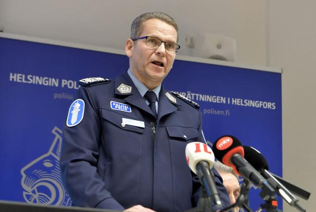 Finland's National Police Comissioner Ilkka Koskimäki speaks during a press conference in Helsinki, Finland on December 31, 2025. Finnish police said they had seized a vessel suspected of damaging a telecommunications cable that runs between Helsinki and Tallinn in the Gulf of Finland. Police did not disclose any details about the identity of the vessel, but Finnish public broadcaster Yle, citing the MarineTraffic specialised website, said the ship was the Fitburg, a 132-meter-long cargo ship bearing a flag from St Vincent and Grenadines, en route from St Petersburg, Russia, to Haifa, Israel. The seized ship is suspected of being "responsible for the damage to the cable", which is owned by Finnish telecoms group Elisa and located in Estonia's exclusive economic zone, Finnish police said in a statement. (Photo by Kimmo Penttinen / Lehtikuva / AFP) / Finland OUT