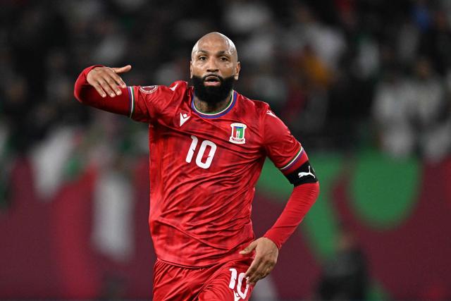Equatorial Guinea's forward #10 Emilio Nsue gestures during the Africa Cup of Nations (CAN) Group E football match between Equatorial Guinea and Algeria at Moulay Hassan Stadium in Rabat on December 31, 2025. (Photo by Gabriel BOUYS / AFP)