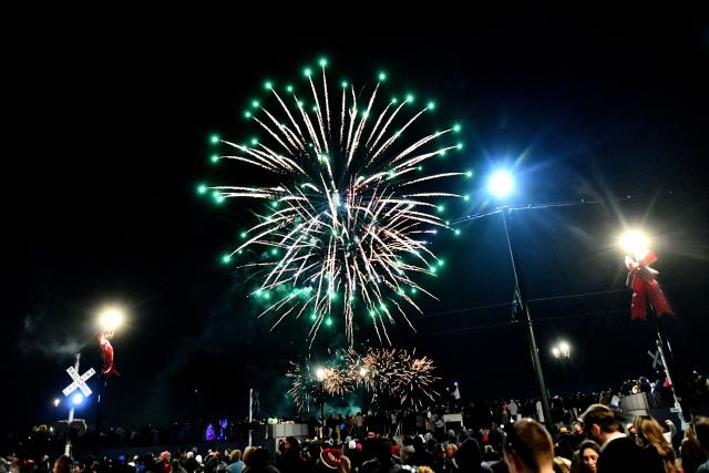 Fireworks explode over the French Quarter celebrating the New Year in New Orleans, Louisiana, on January 1, 2026. (Photo by Octavio JONES / AFP)