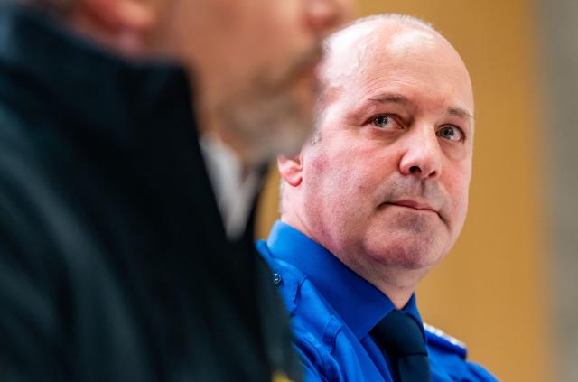 Commander of the Valais cantonal police Frederic Gisler, reacts as he holds a press conference following an explosion that ripped through the bar Le Constellation in the luxury Alpine ski resort town of Crans-Montana, on January 1, 2026. "Several dozen" people are believed to have died and around 100 were injured when a fire ripped through a crowded bar in the luxury Swiss ski resort town of Crans-Montana, police said January 1. (Photo by MAXIME SCHMID / AFP)