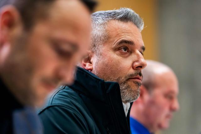 Head of the Department of Security Stephane Ganzer reacts as he speaks during a press conference following an explosion that ripped through the bar Le Constellation in the luxury Alpine ski resort town of Crans-Montana, on January 1, 2026. "Several dozen" people are believed to have died and around 100 were injured when a fire ripped through a crowded bar in the luxury Swiss ski resort town of Crans-Montana, police said January 1. (Photo by MAXIME SCHMID / AFP)