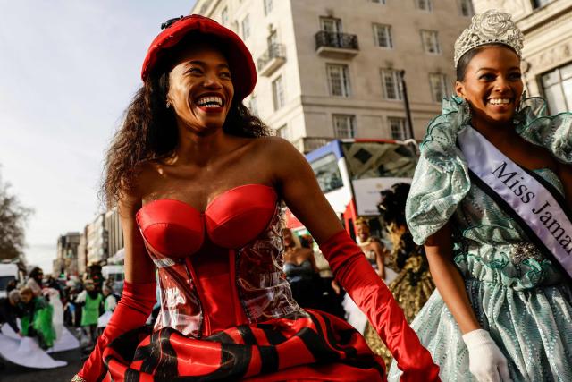 People prepare to take part in the annual New Year's Day parade as they gather ahead of the start in Green Park in central London on January 1, 2026. (Photo by Brook Mitchell / AFP)