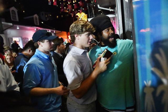 Ole Miss Rebels fans gather to celebrate their win over the Georgia Bulldogs in the College Football Playoffs in New Orleans, Louisiana, on January 1, 2026. (Photo by Octavio JONES / AFP)