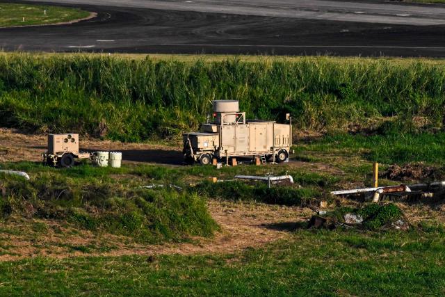 Tactical Air Navigation (TACAN) system is seen at José Aponte de la Torre Airport, formerly Roosevelt Roads Naval Station, in Ceiba, Puerto Rico, on January 2, 2026. The United States has deployed a major military force in the Caribbean and has recently intercepted oil tankers as part of a naval blockade against Venezuelan vessels it considers to be under sanctions. Since September, US forces have launched dozens of air strikes on boats that Washington alleges, without showing evidence, were transporting drugs. More than 100 people have been killed. (Photo by Miguel J. Rodriguez Carrillo / AFP)