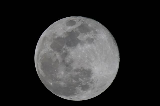 The first supermoon of the year, the ‘Wolf Moon,’ is seen rising behind the Katara Mosque, also known as "Qatar's Turquoise Mosque, in Katara Cultural Village on January 3, 2026. (Photo by Karim JAAFAR / AFP)
