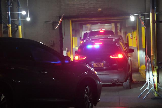 A motorcade arrives at the US Drug Enforcement Administration (DEA) headquarters in lower Manhattan as Venezuelan President Nicolás Maduro is expected to be transferred following his apprehension by the United States earlier on January 3, 2026, in New York. Venezuelan President Nicolas Maduro arrived on the evening of January 3 at a military base in the United States after his capture by US forces in Caracas. Maduro was seen surrounded by FBI agents as he descended the boarding stairs of a US government plane at a New York state National Guard facility, and was slowly escorted along the tarmac. (Photo by Bryan R. SMITH / AFP)
