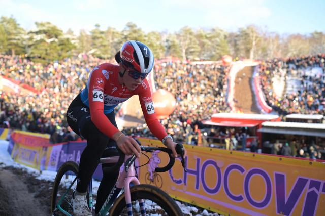 Luxembourg's Marie Schreiber competes in the women's elite race during stage 9 (out of 12) of the UCI Cyclo-Cross World Cup in Zonhoven, on January 4, 2026. (Photo by DAVID PINTENS / Belga / AFP) / Belgium OUT